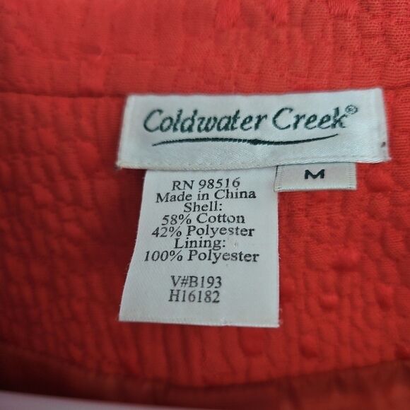 Coldwater Creek Zip Front Jacket‎ Blazer Embroidered Orange Size Med. Bright Fun - Picture 3 of 12
